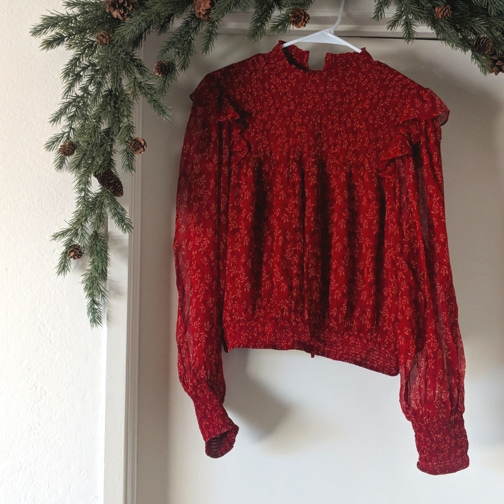 Free People Sheer Floral Blouse